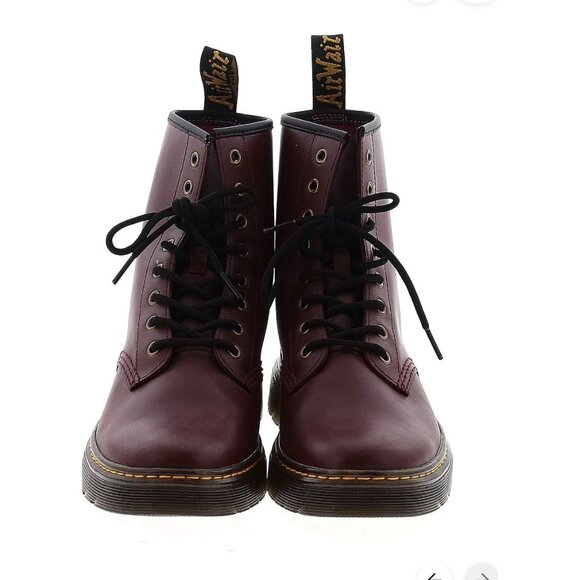 NEW Dr. Martens W's 10 Zavala Red Cherry Leather Lace-up Flat Combat Doc Marten - Picture 10 of 10